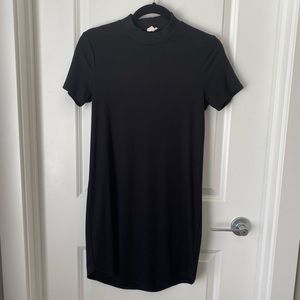 Garage Black high neck ribbed tshirt dress